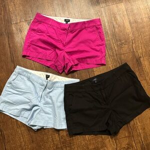 3 J. Crew Shorts (black, pink, blue)